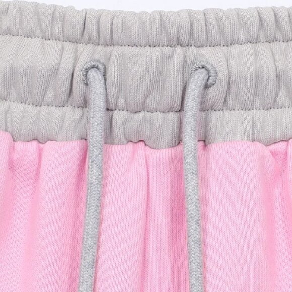 B.Sure Pink And Grey Drawstring Shorts - Picture 4 of 4